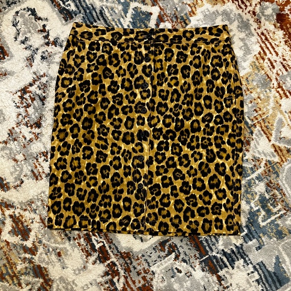 NWT Ralph Lauren linen blend button up leopard skirt (14) - Picture 3 of 11